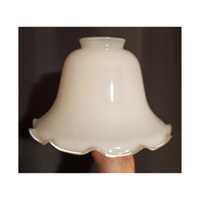 Biały mleczny mały klosz lampa z falbanką retro vintage PRL