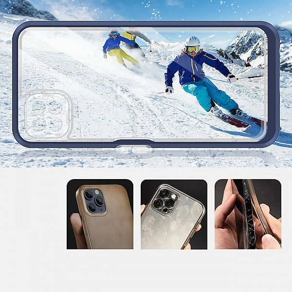 Clear 3in1 etui do Samsung Galaxy A22/5G żelowy pokrowiec z ramką nieb