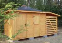 Domek ogrodowy 4x3 z drewutnią Czterospadowy dach Drewutnia Szopa ROD