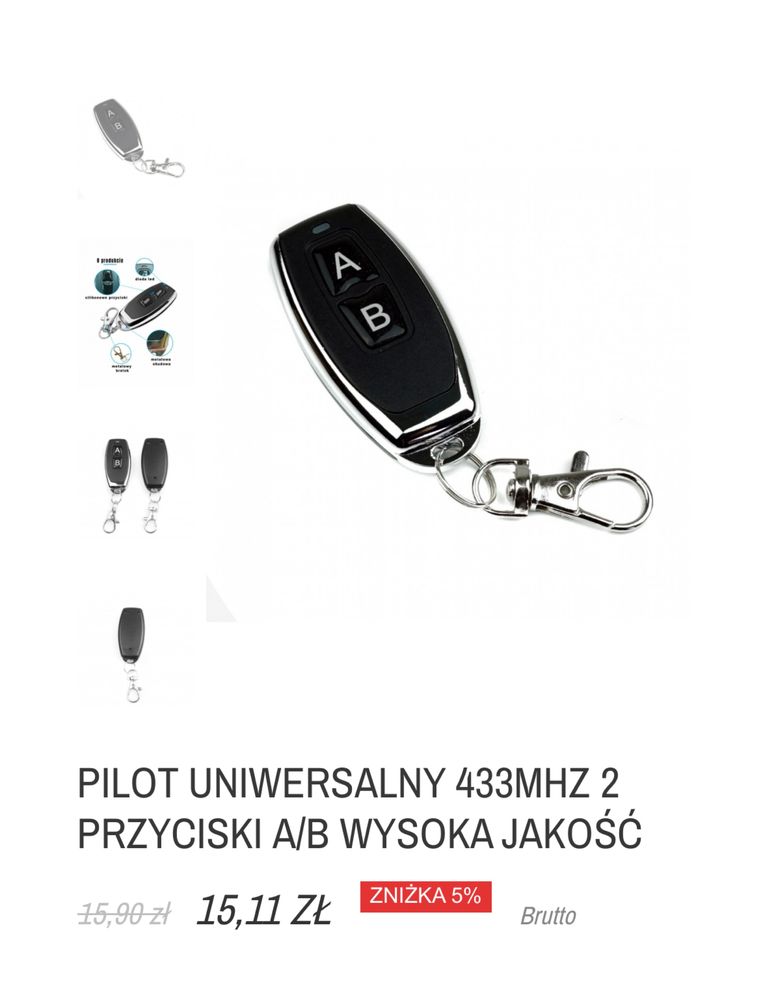 Pilot uniwersalny z 2 przyciskami