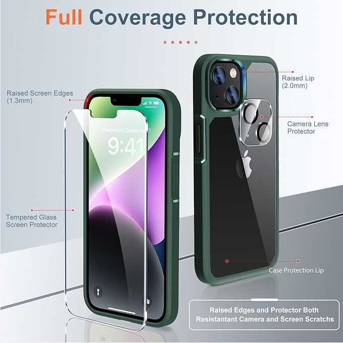 UniqueMe Zestaw 5 w 1 etui do iPhone 14 zielony