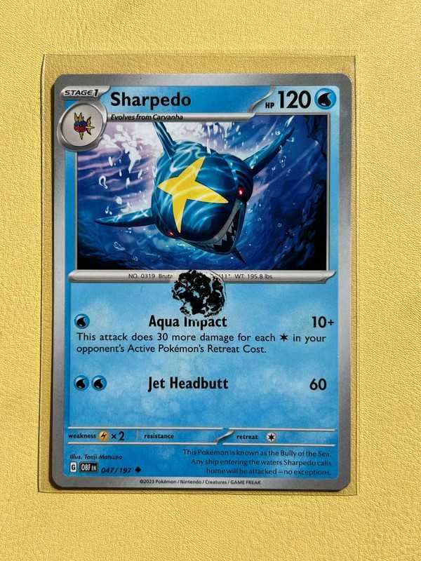 Carta Pokemon Missprint Sharpedo (OBF 047) Obsidian Flames