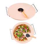 Kamień ceramiczny okrągły z uchwytem + nożyk do pizzy z kordierytu