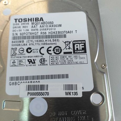 10 Discos Rígidos de 500 Gigas Toshiba 2,5 portátil