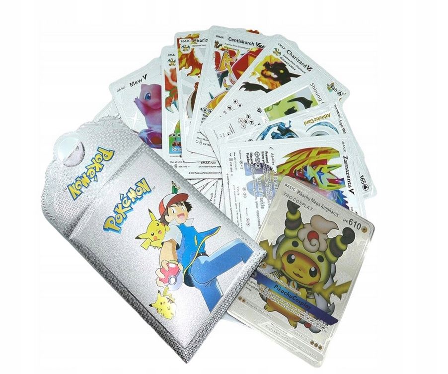 Karty Pokemon Kolekcjonerskie Srebrne Silver 10Szt