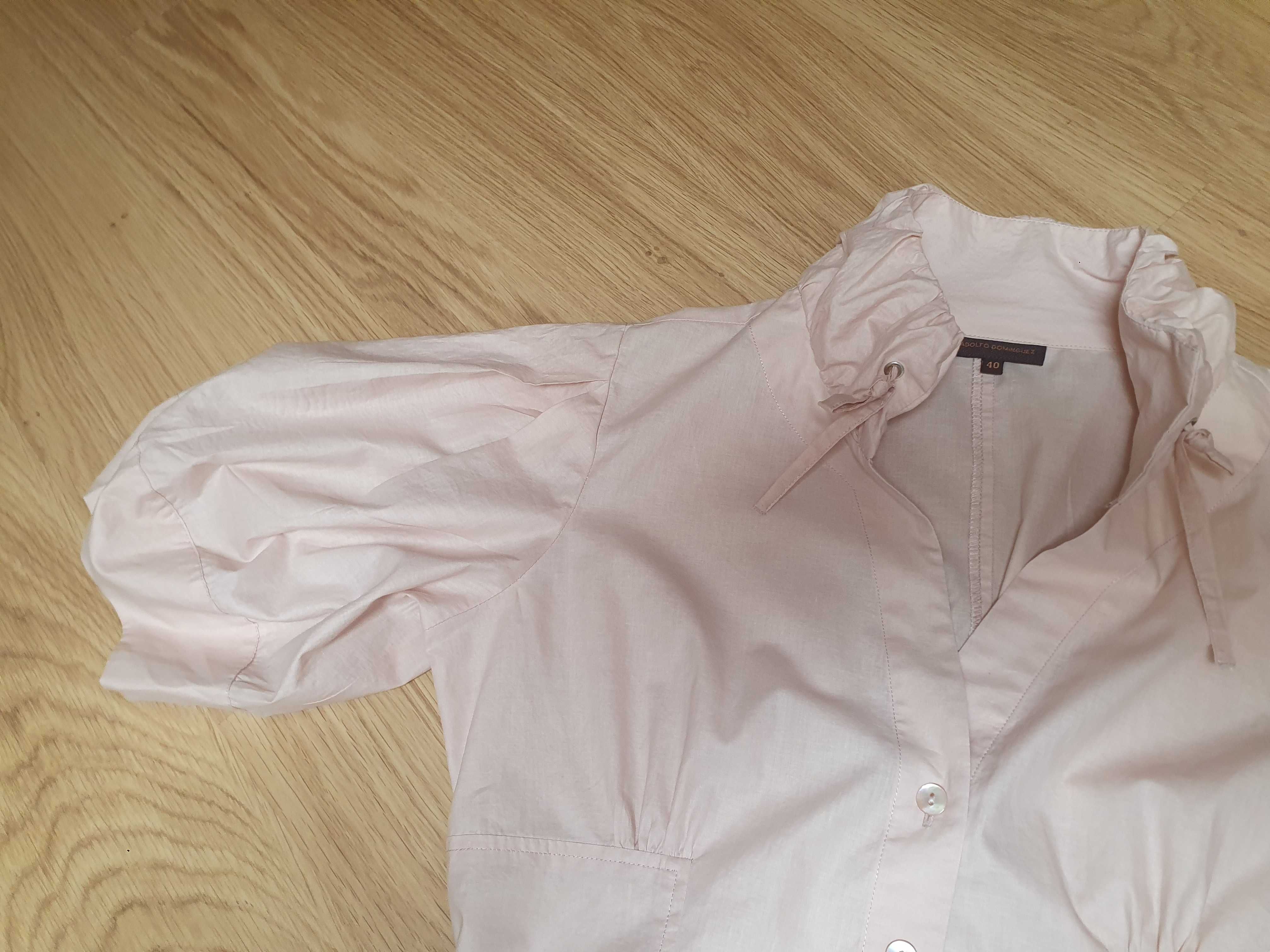 Excelente camisa creme/rosa claro, manga curta abalonada, 40, Adolfo D