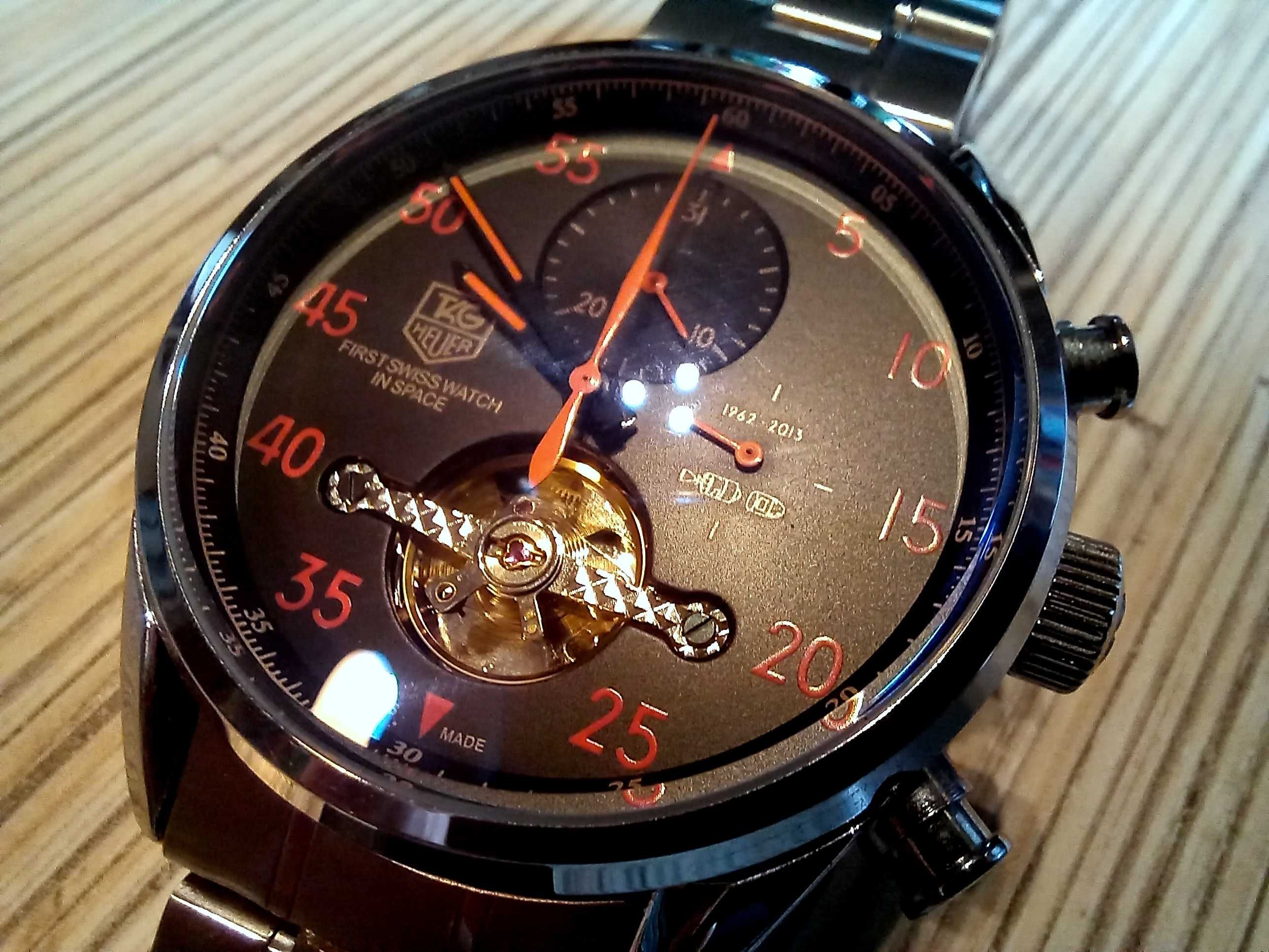 PIĘKNY nowy zegarek męski Graphite-Orange design AUTOMATIC