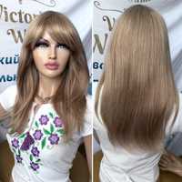 Натуральный парик с чёлкой славянский детский волос блонд русый 50 см