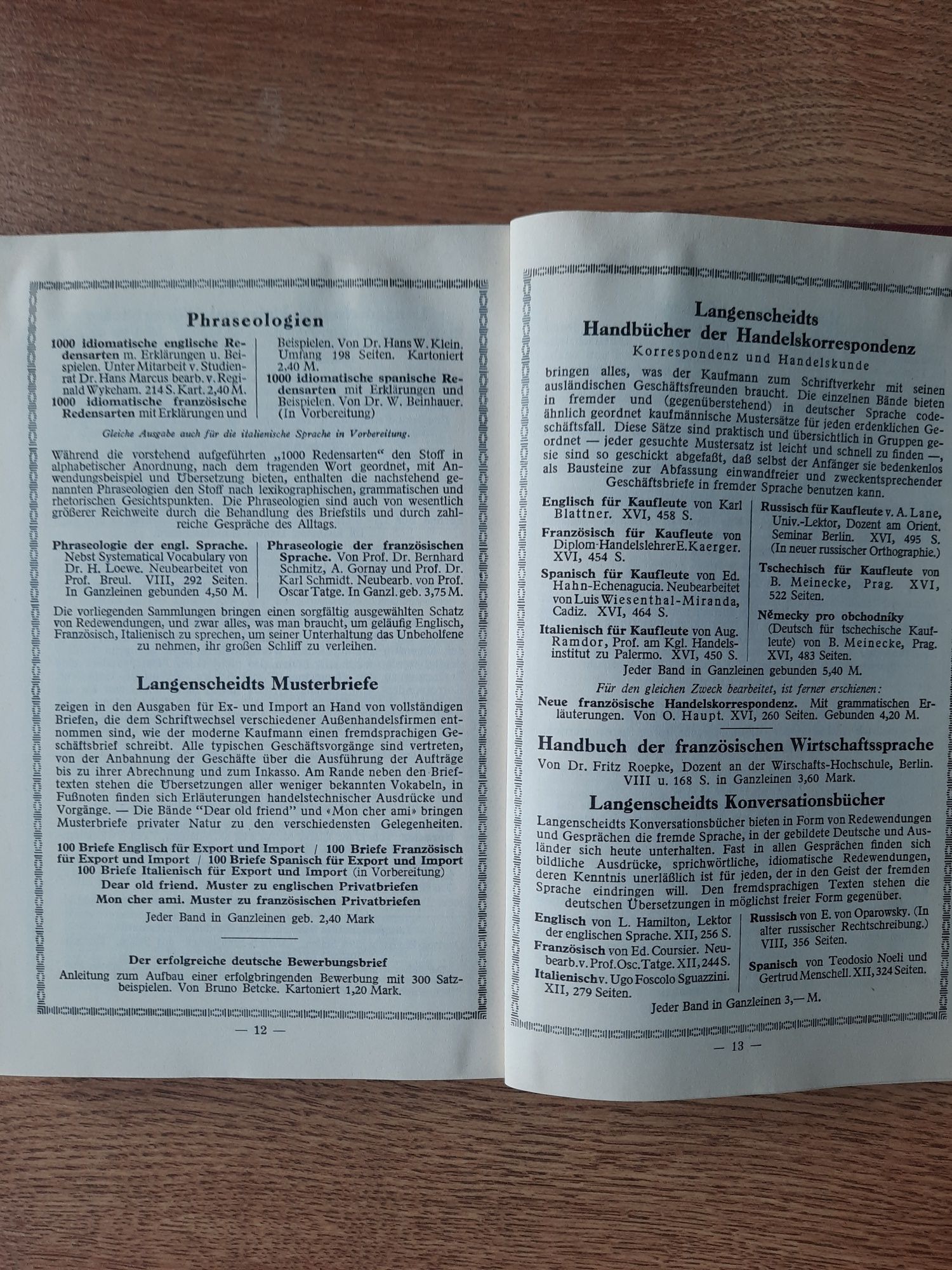 Langenscheidts . Lehrbuch der spanischen Sprache. 1932 . 2 Książki .