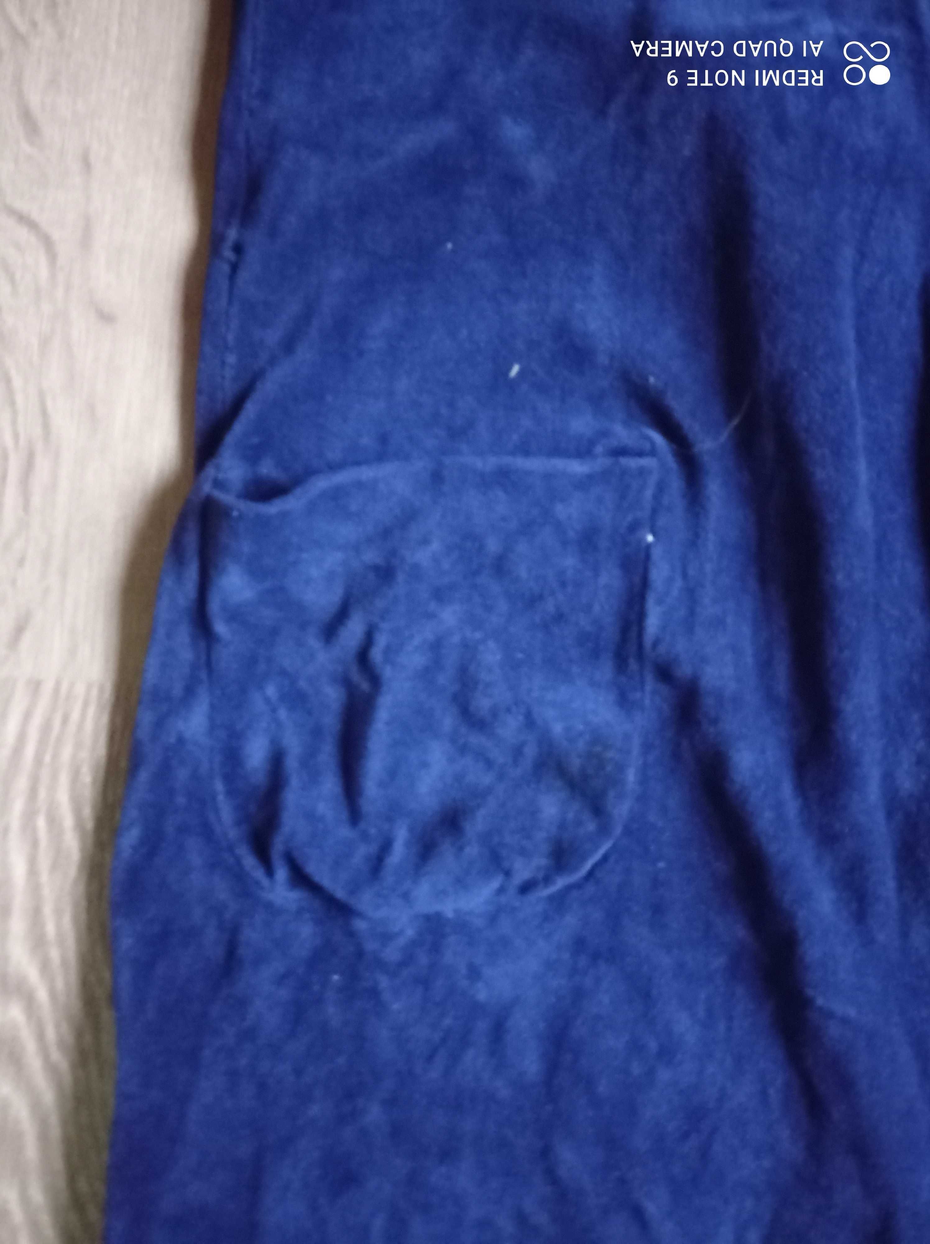 Vintage Match granatowy aksamit welwet szlafrok r. L/XL krótki rękaw