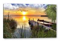 Obraz na płótnie Canvas 120x80 obrazy zachód słońca nad jeziorem
