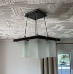 Lampa sufitowa mleczne szkło z dodatkami wenge