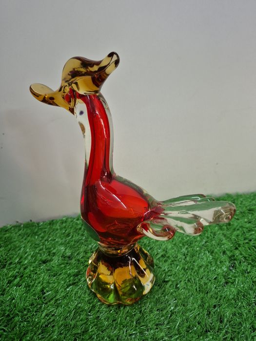 Piękna stara figurka BAŻANTA wykonana ze szkła MURANO