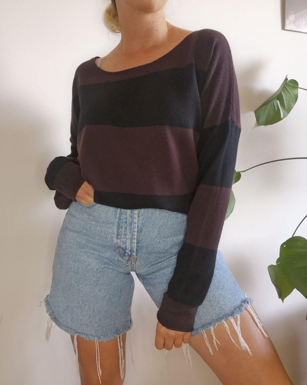 Wełniany sweter w pasy oversize premium Part Two