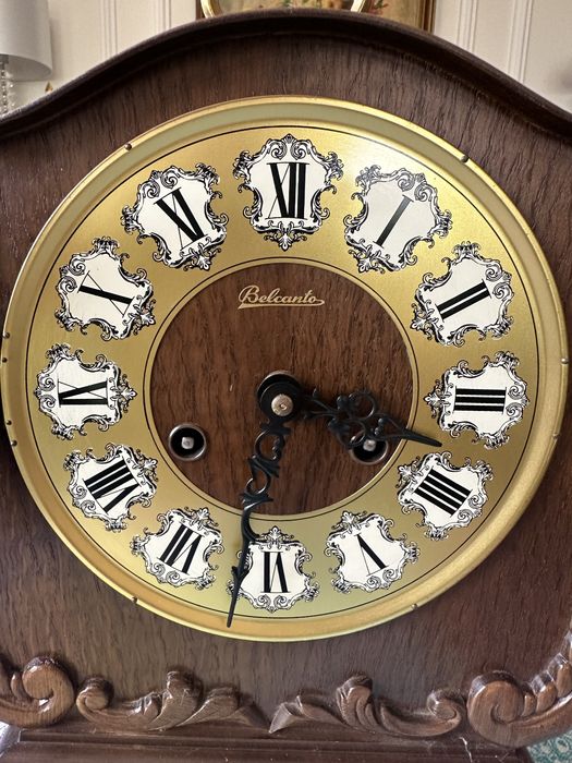 Stary zegar Belcanto kominkowy stojący drewniany 336