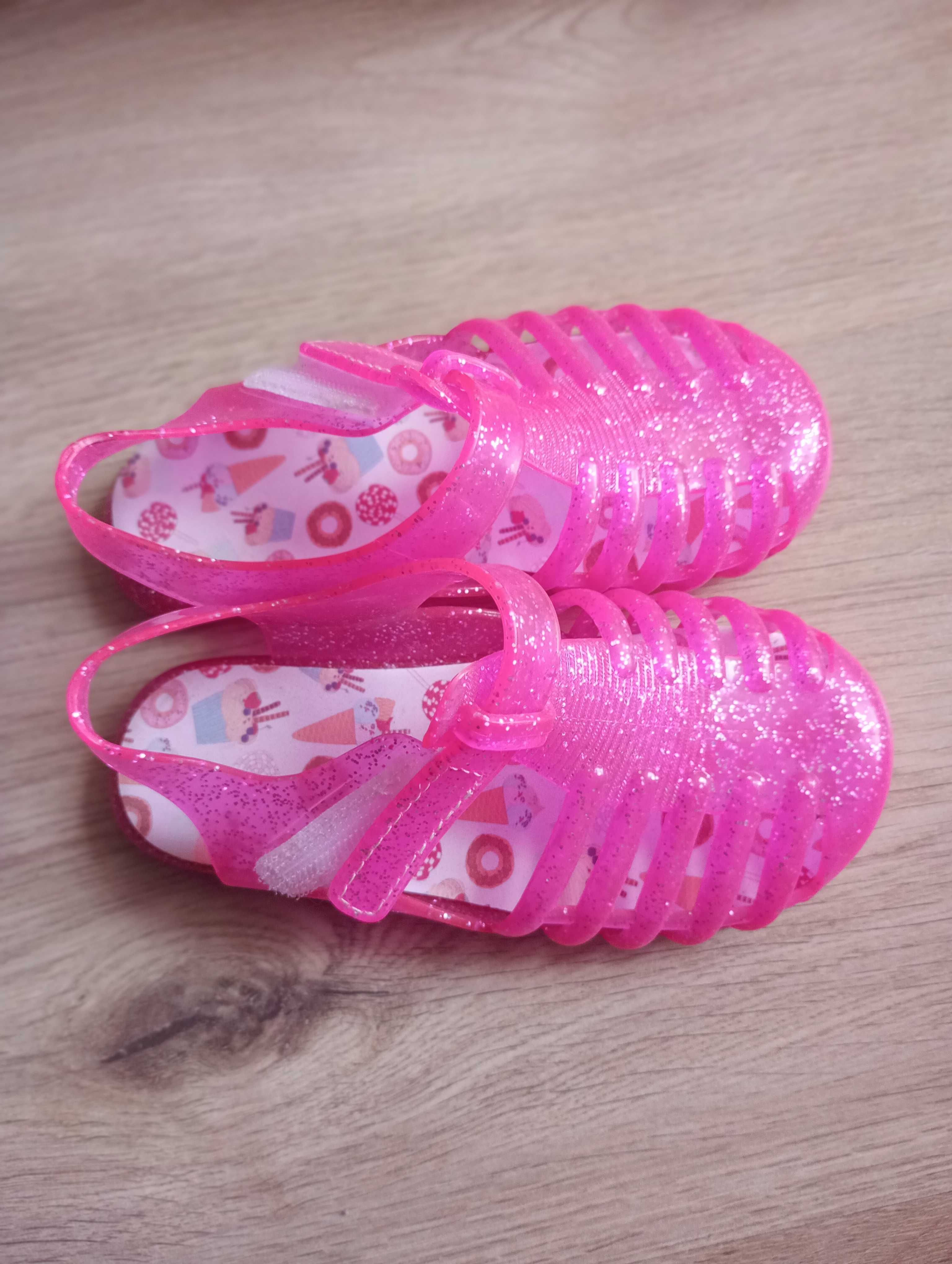 Plastikowe miękkie buciki róż i brokat Smyk 27