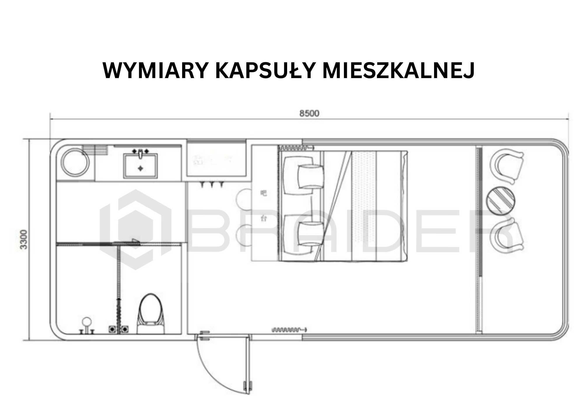 BRAIDER Nowoczesny Dom Kapsuła Mobilny Całoroczny Letniskowy Modułowy