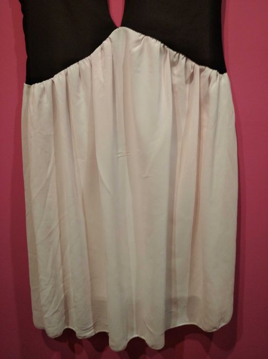 Elegancka sukienka tunika S 36 biało-czarna