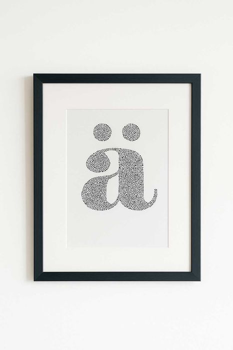 Obraz IKEA w ramie – typograficzna grafika kropkowana „ä”