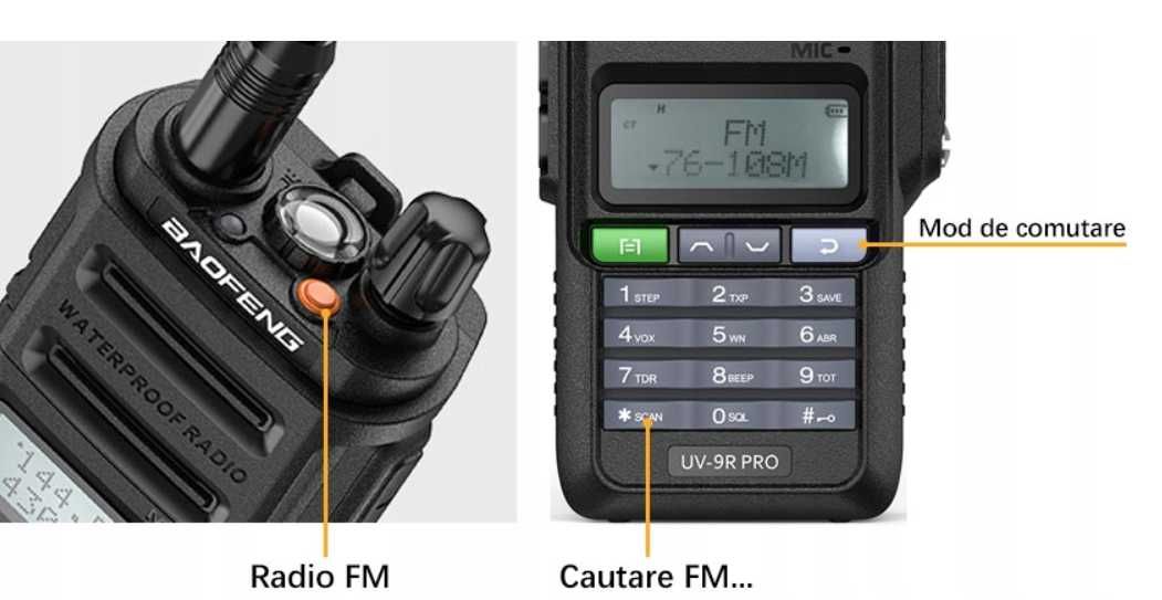 Radiotelefon Baofeng uv-9r pro 2800mAh radio FM
