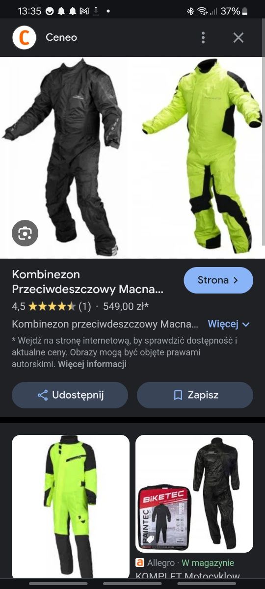 Kombinezon motocyklowy przeciwdeszczowy Macna XL