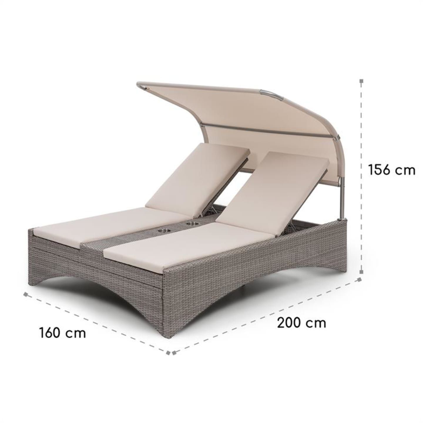 Eremitage Double Lounger, leżak ogrodowy, 2-osobowy, leżanka, aluminiu