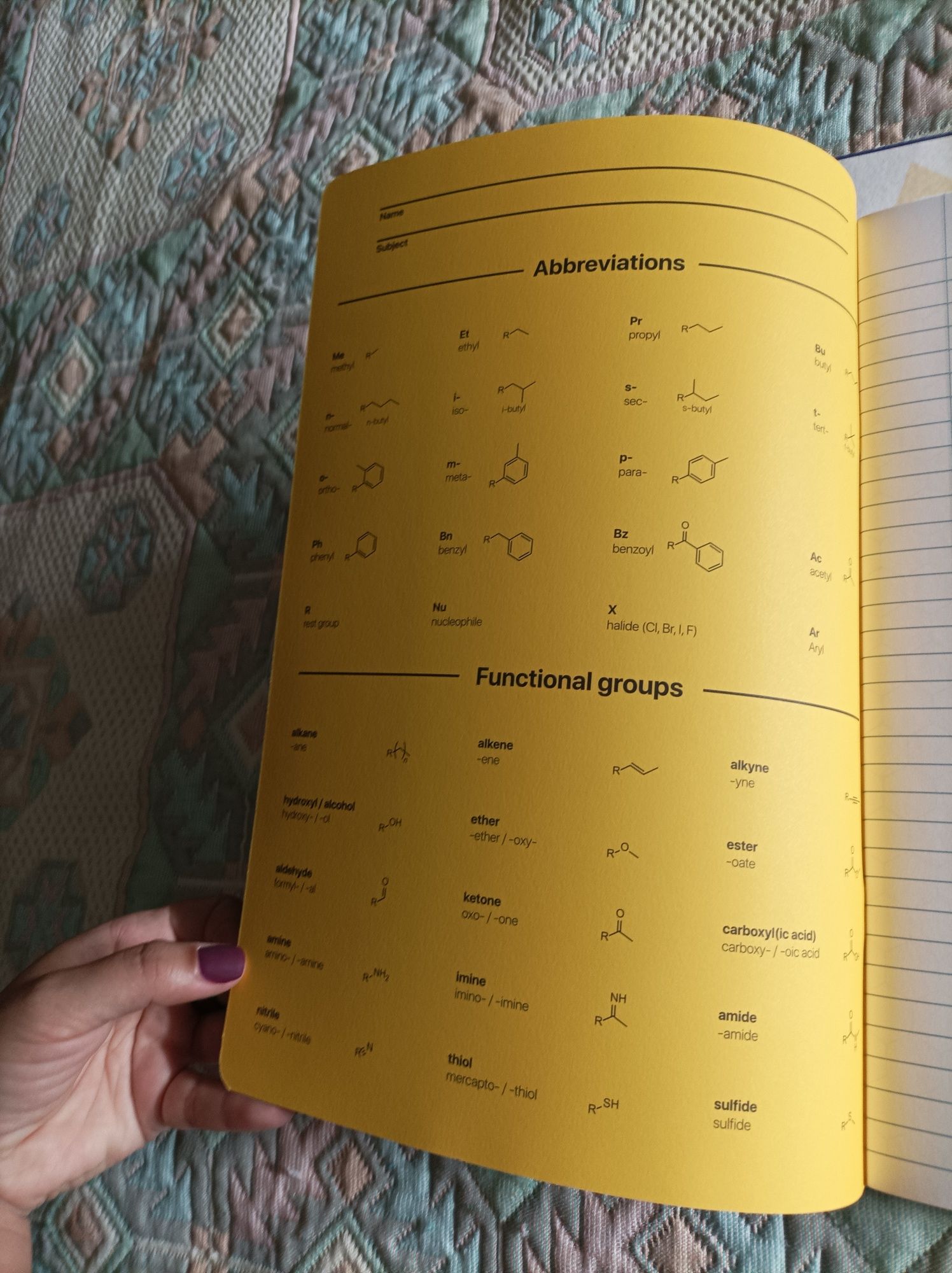 Chemnote caderno de desenho de quimicos