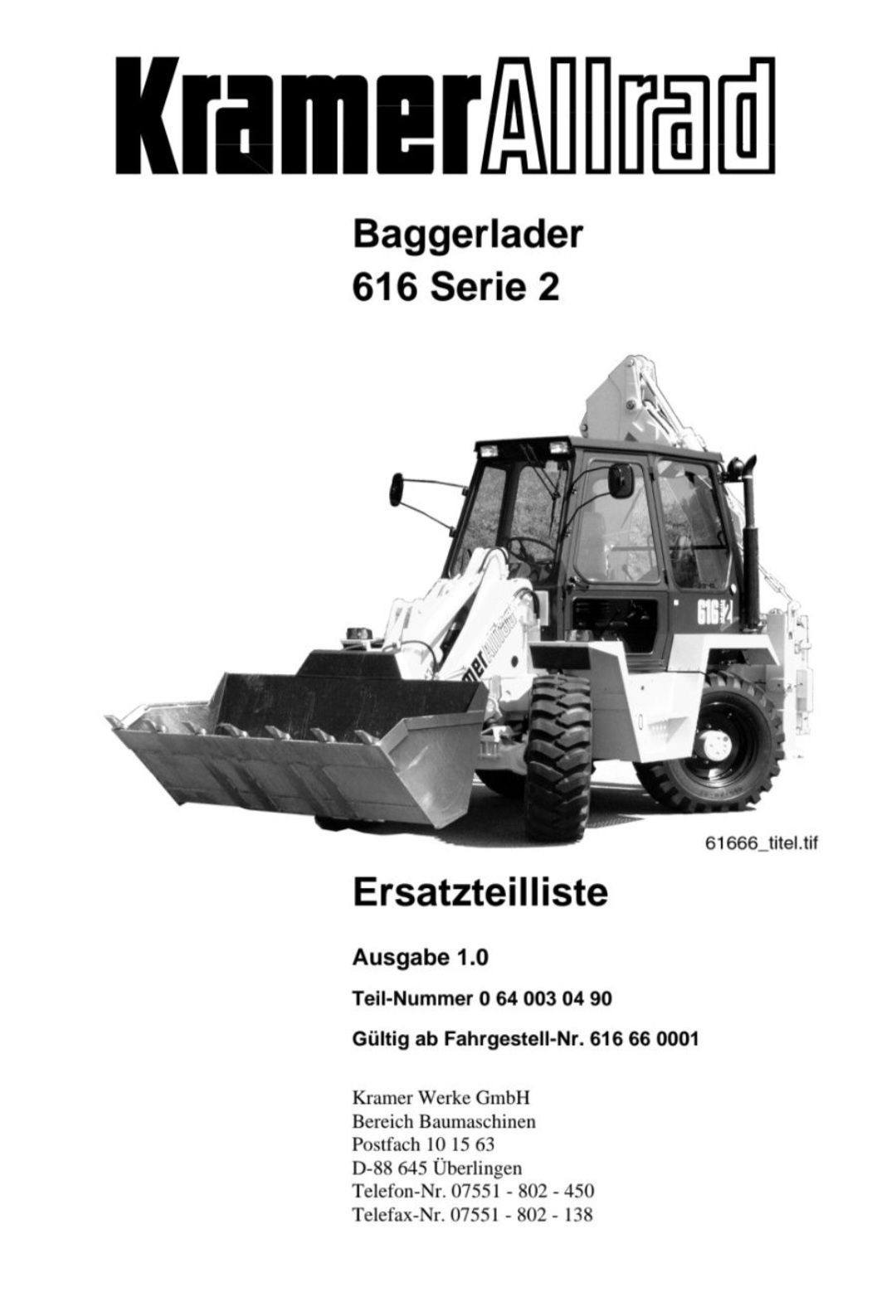 Katalog części Koparko-ładowarka Kramer 616 616S