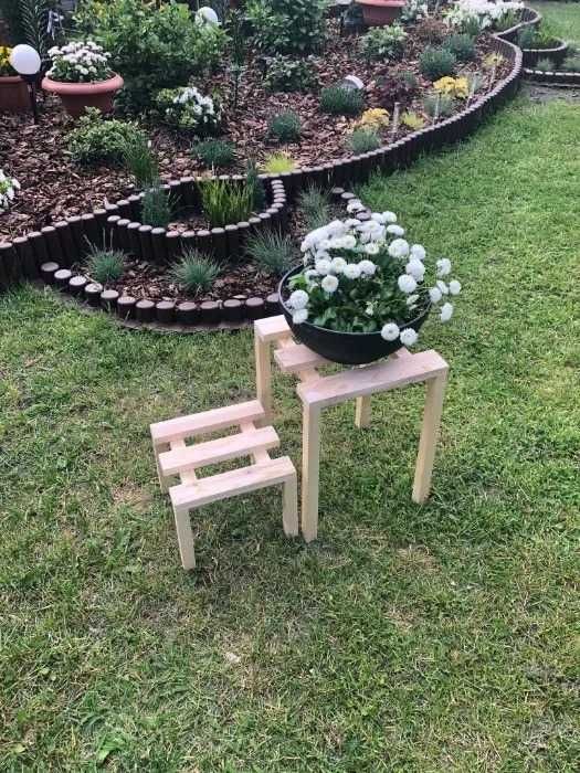 DREWNIANY Kwietnik, taboret pod kwiaty, 0017