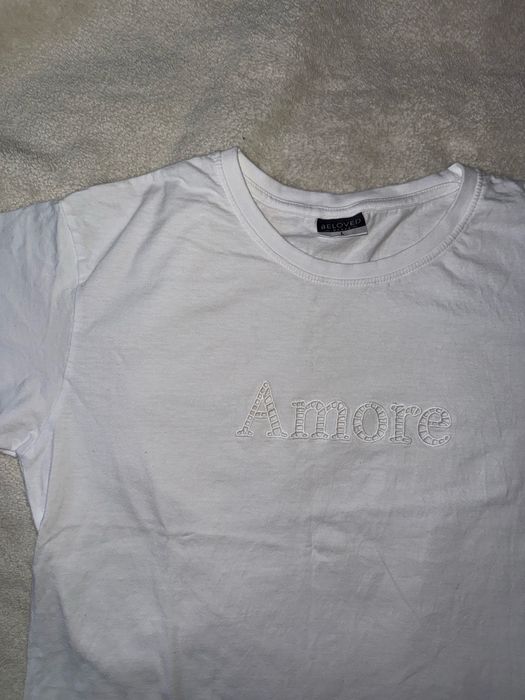 bialy tshirt amore 100% bawelna