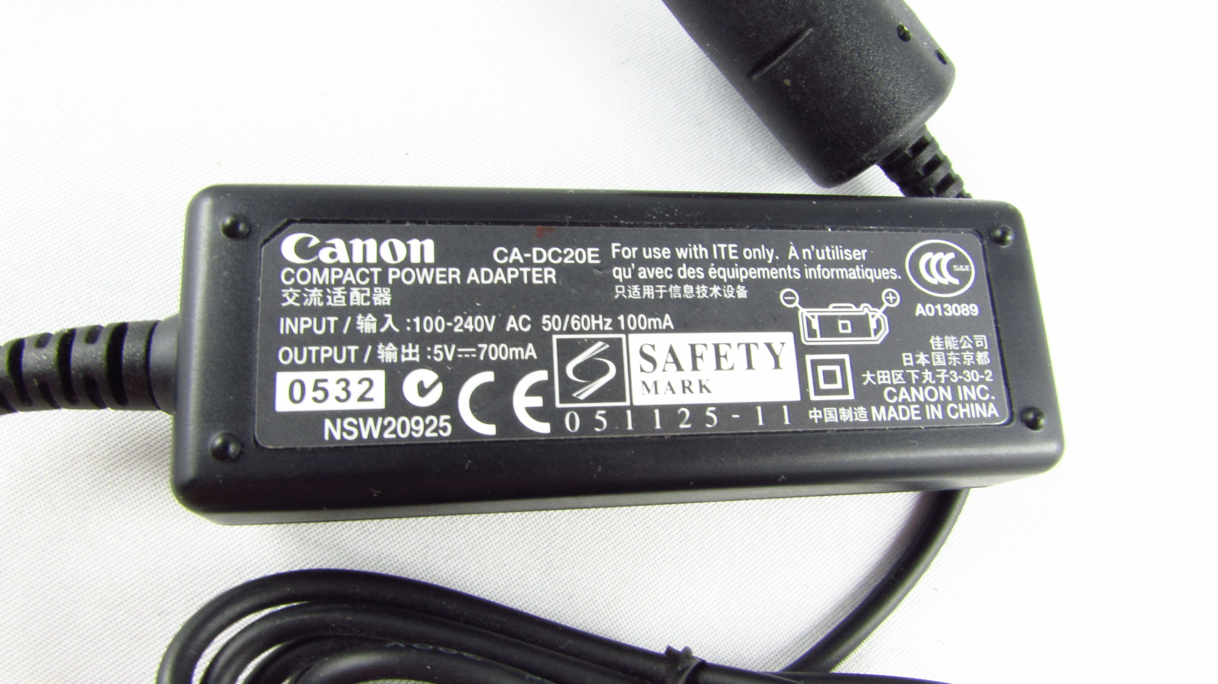 CANON - Oryginalny zasilacz CA-DC20E 5V/0.7A IXUS Zoom