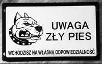 Tabliczki uwaga zły pies pitbull