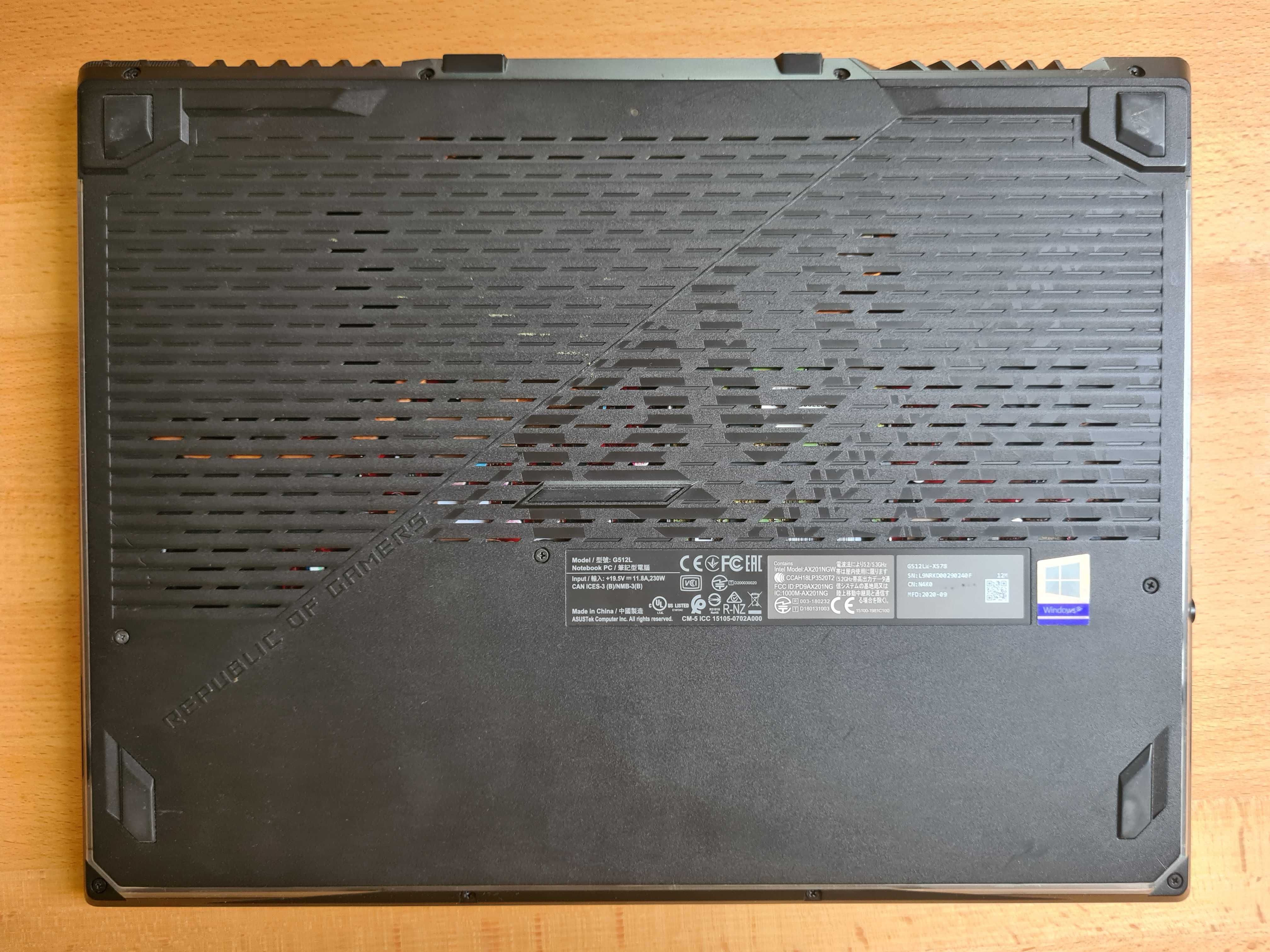 ASUS ROG Strix G512LW/ i7-10750H / RTX 2070 8Gb / 32GB DDR4 / 1Tb NVME