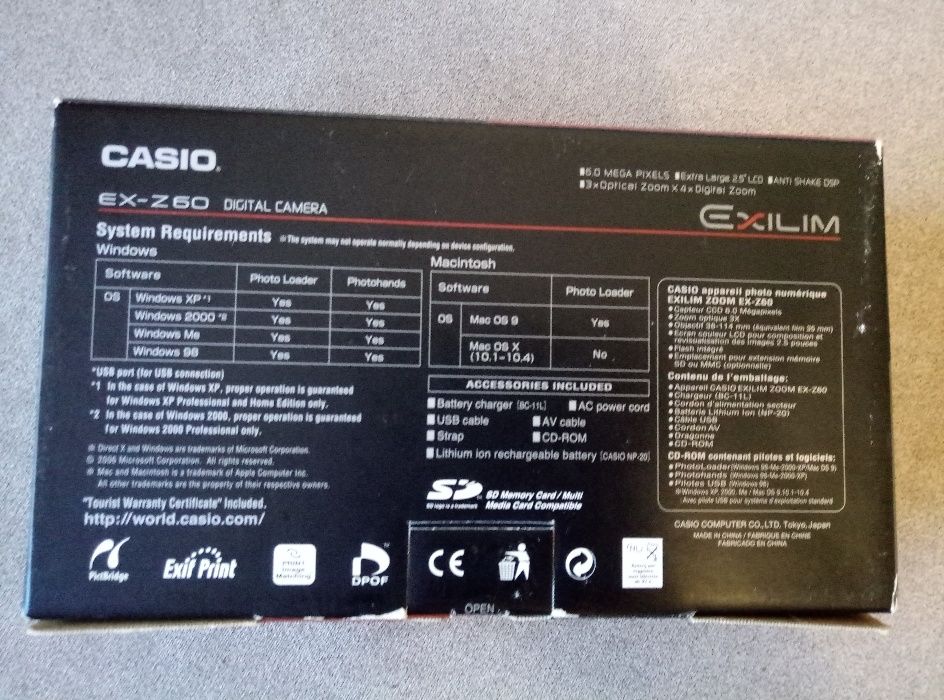 Фотоаппарат цифровой Casio Exilim EX-Z60 silver в отличном состоянии