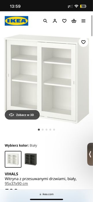 Witryna Ikea Vihals biala stan b. Dobry