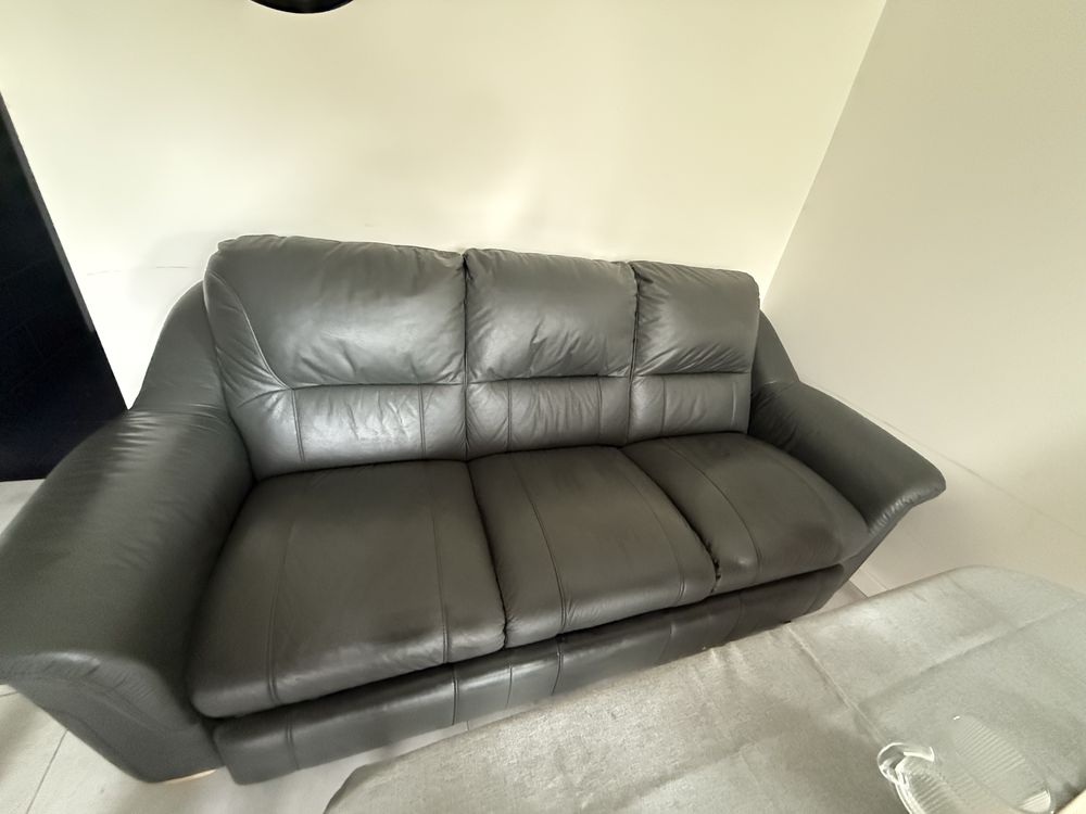 Sofa kanapa naturalna skóra z funkcja spania