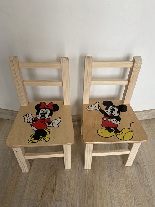 Krzesełko z oparciem drewniane dla dzieci myszka miki psi patrol