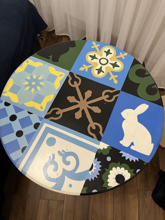 Stół okrągły odnowiony Fabryka Jafameg