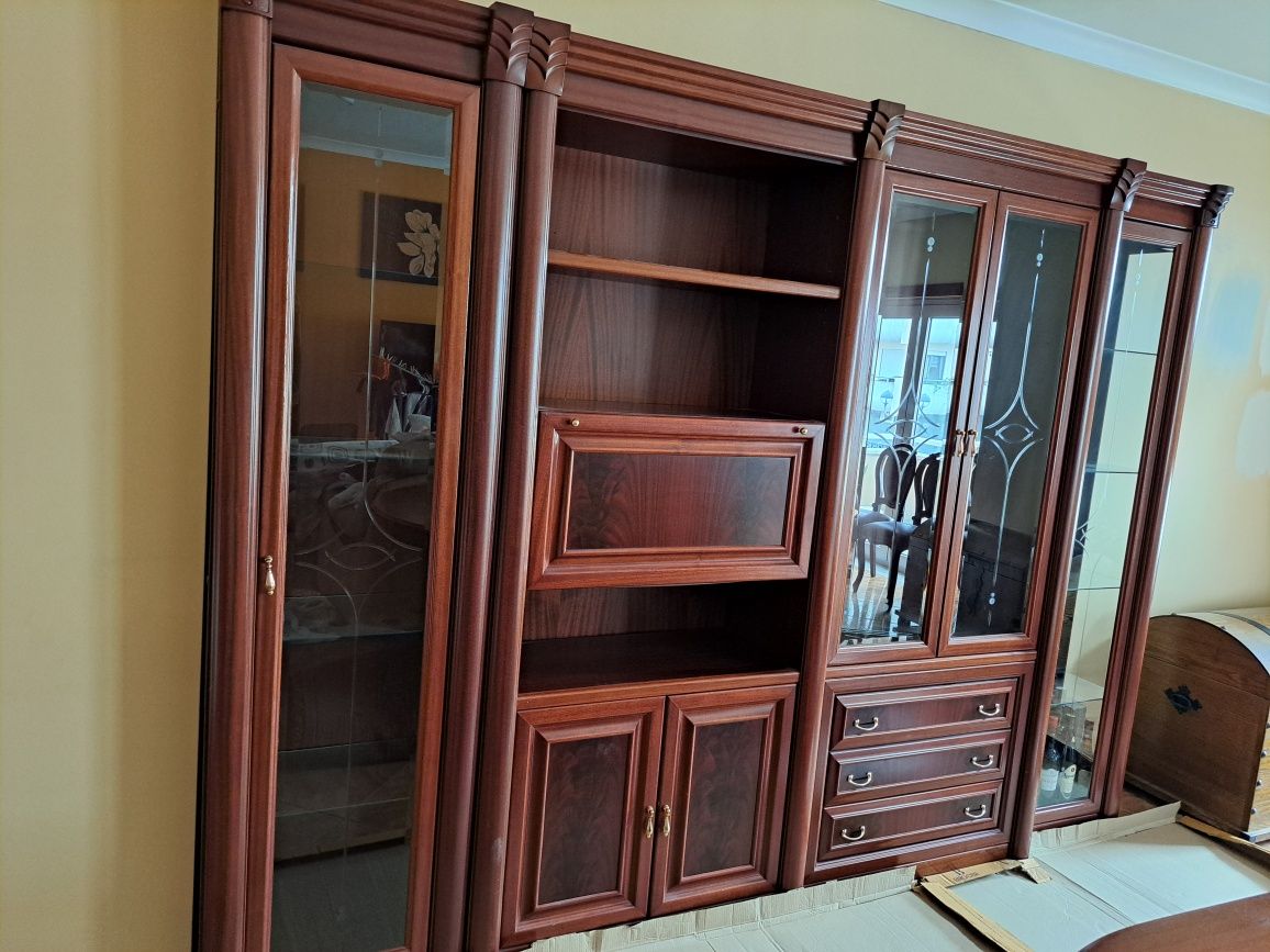 Móvel de sala completa com bar de canto cadeiras  mesa e móvel de tv
