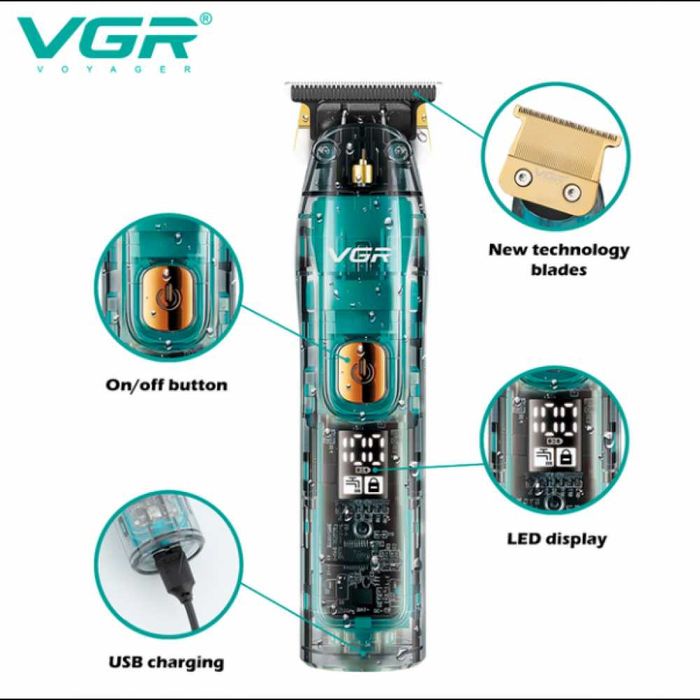 Машинка для стрижки волос триммер для бороды VGR V-961 LED дисплей