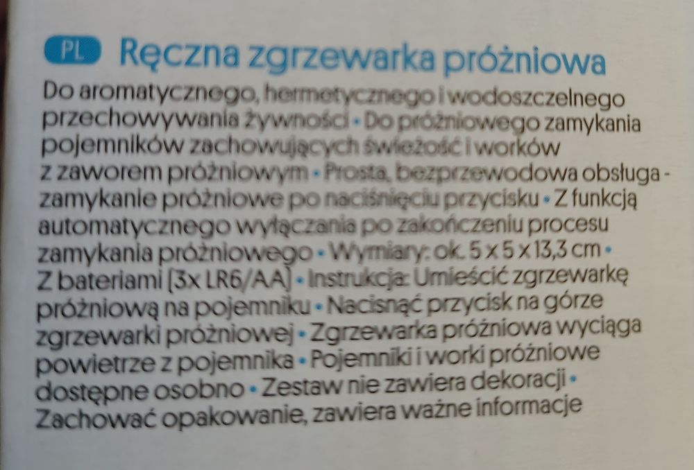 Ręczna zgrzewarka próżniowa
