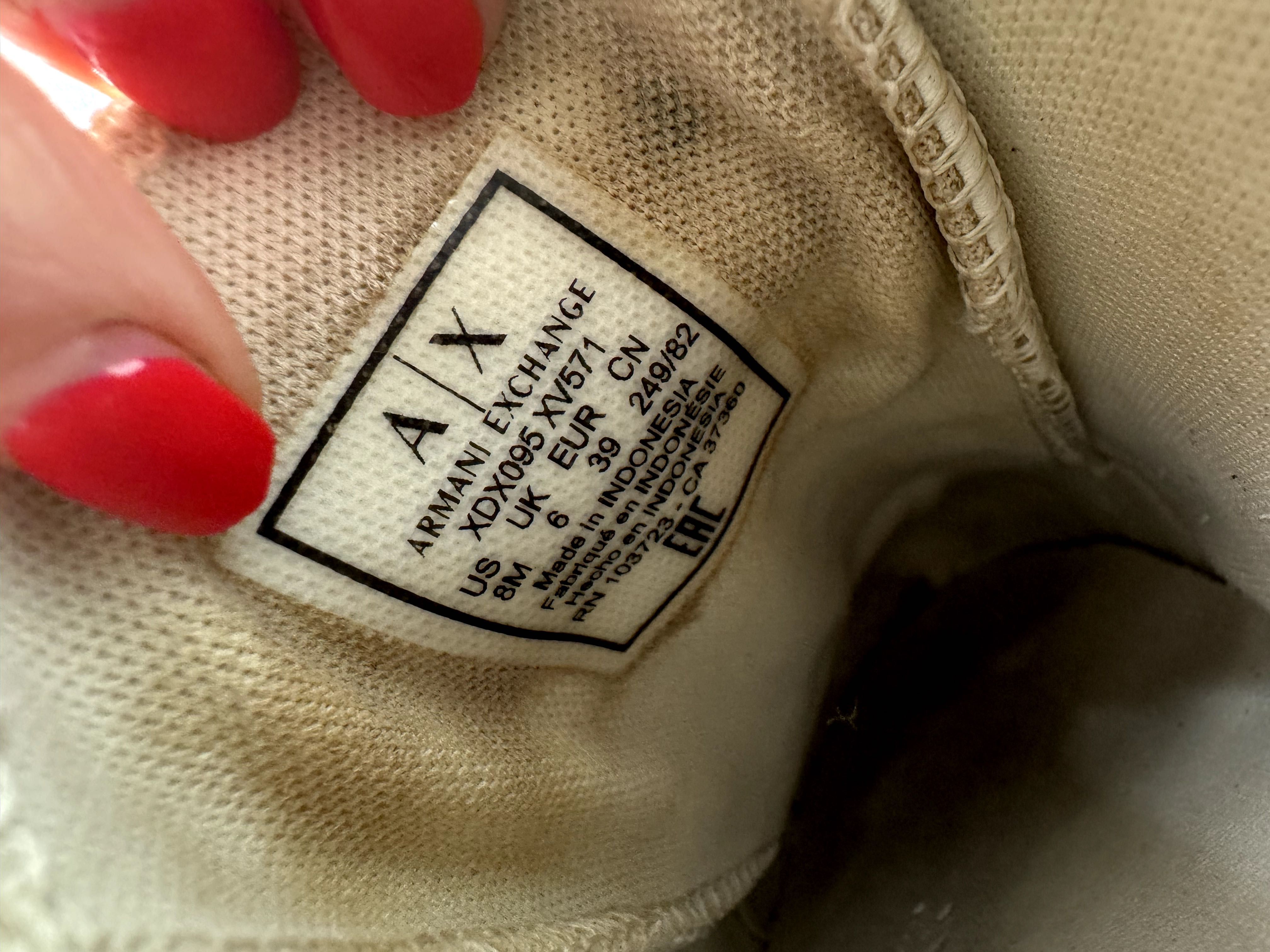 Armani exchange sneakersy na platformie kremowe białe 39 sportowe buty