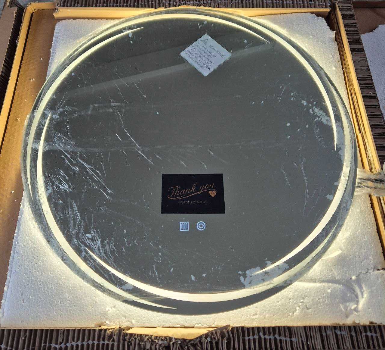 Okrągłe lustro łazienkowe LED 80 cm 3 kol. światła antypara ściemniacz