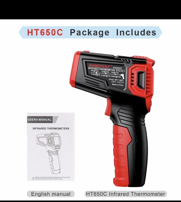 Пірометр Habotest HT650C, інфрачервоний термометр 800 градусів