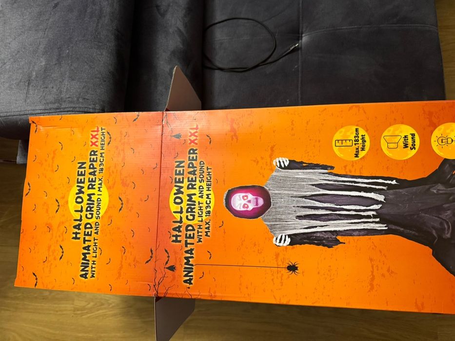 Ozdoba na halloween interaktywna, kościotrup  183cm. Nowa