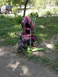 Продам детский трёх колесный велосипед+ самокат