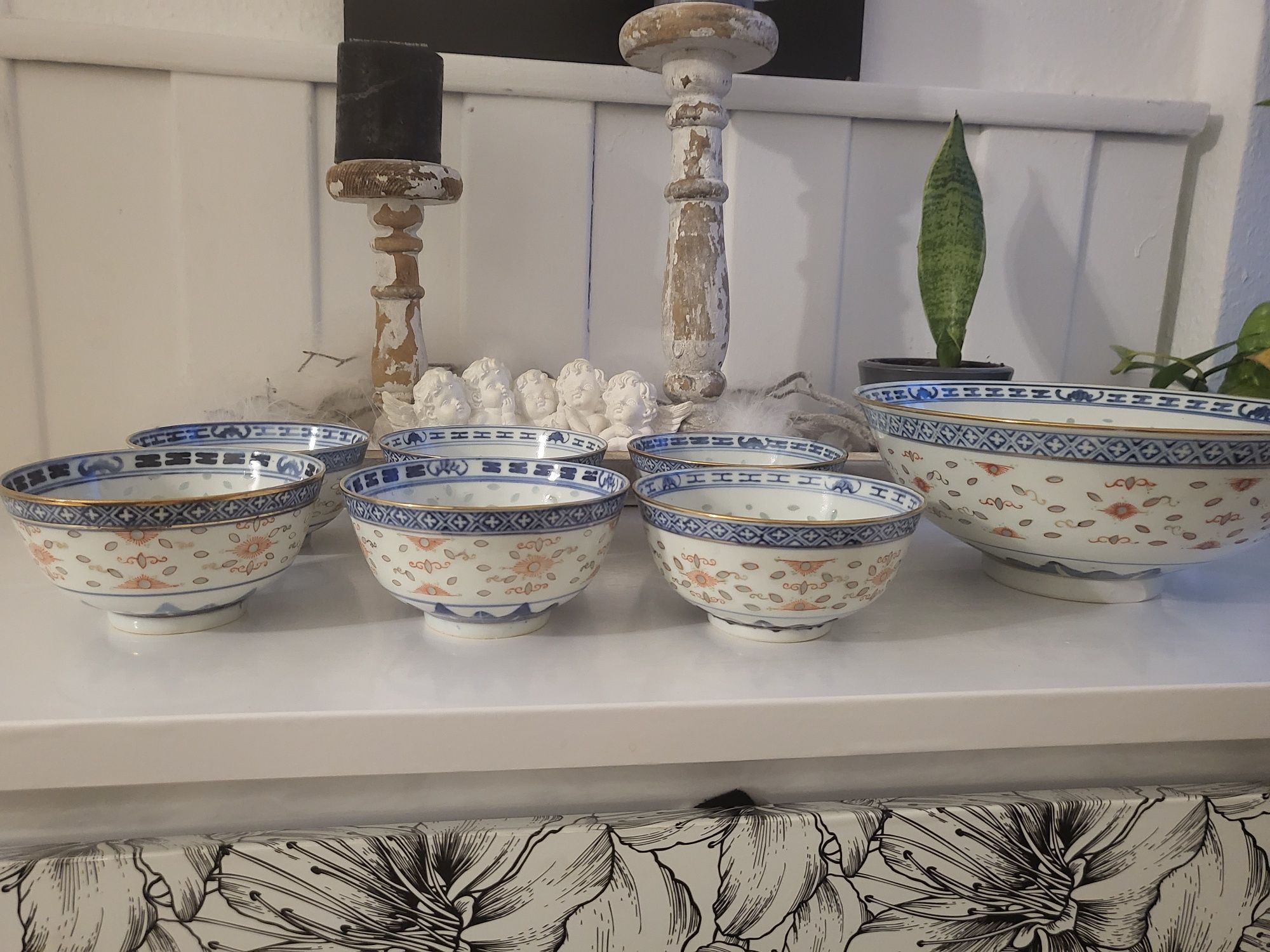 Chińska porcelana zestaw miska i miseczki