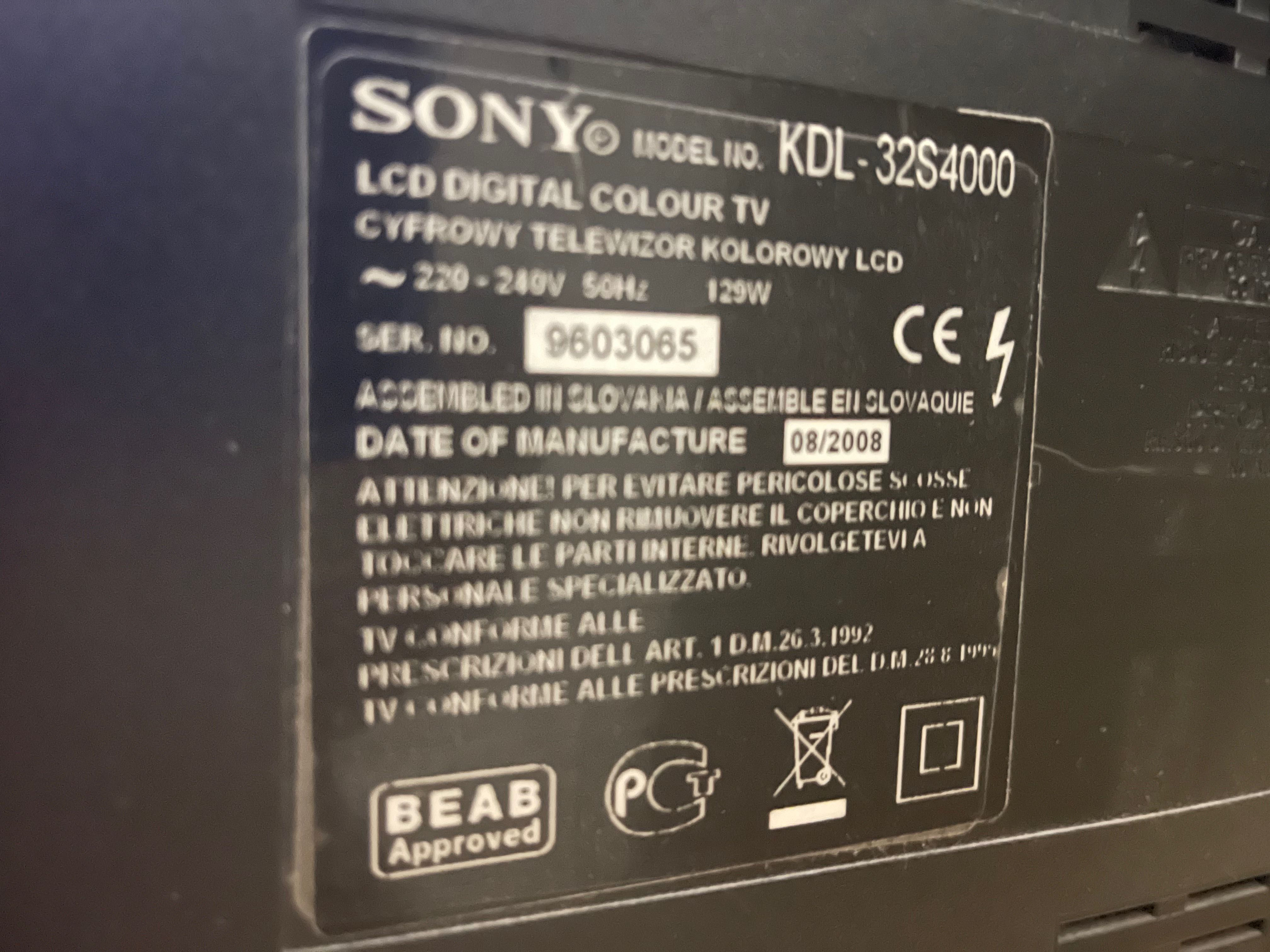 Продам телевізор Sony Bravia KDL 32S 4000