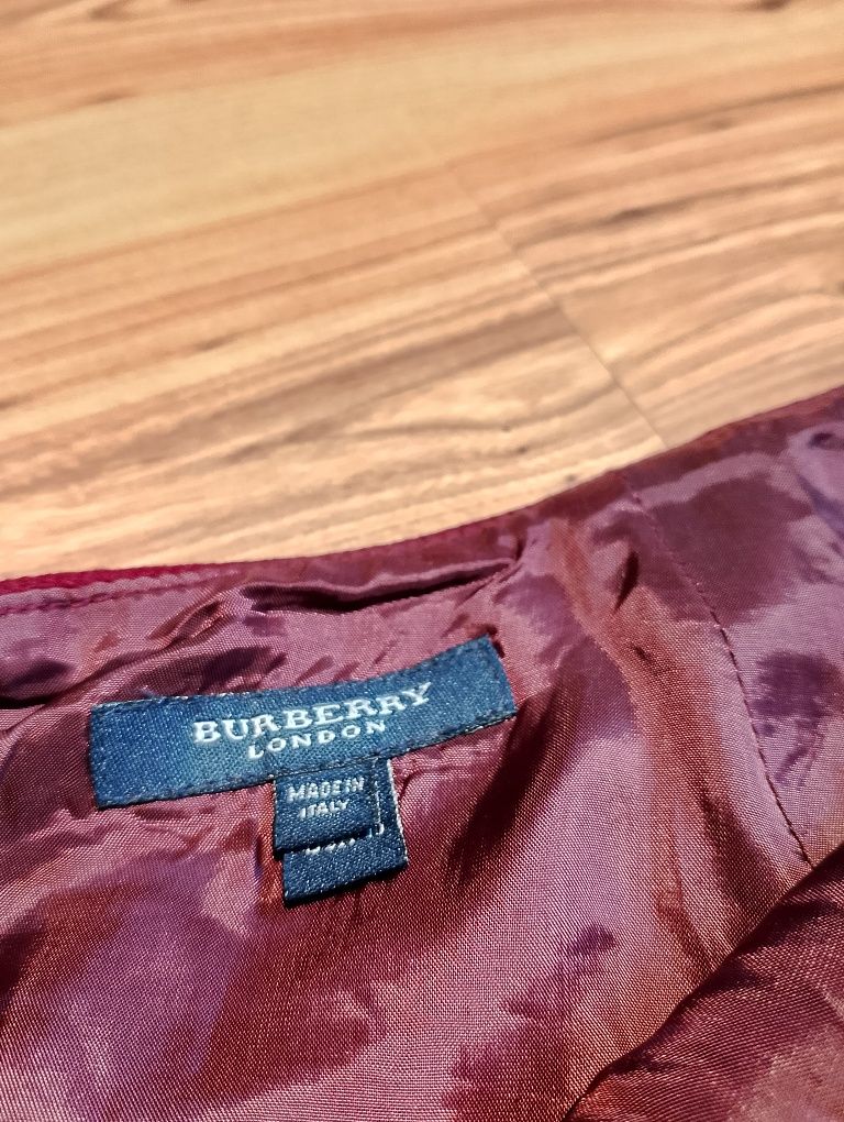 Burgundowa Wełniana Spódnica Burberry London