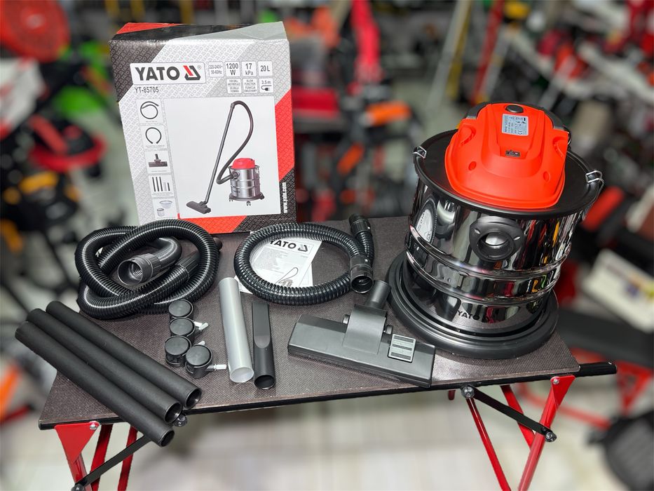 Пылесос строительный 1200 Вт 20 л YATO с очисткой фильтра